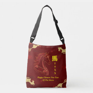 Rood & Goud Gelukkig Chinees jaar van het Paard  Crossbody Tas