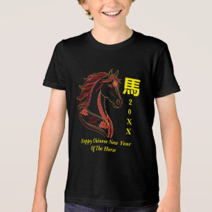 Rood & Goud Gelukkig Chinees jaar van het Paard Tri-Blend Shirt