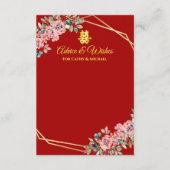 Rood goud geometrische bloemenkrans Chinese bruilo Advieskaart (Voorkant)