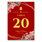 Rood goud geometrische bloemenkrans Chinese bruilo Kaart (Voorkant)