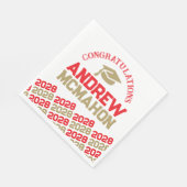 Rood & Goud Gepersonaliseerd Graduation Party Papi Servet (Hoek)