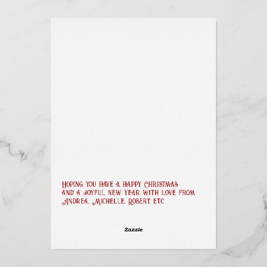 Rood & Goud Geruit Kerstvakantie Foto Folie Feestdagenkaart (Achterkant)