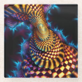 Rood & Goud Geruit Mandelbrot Fractal Glazen Onderzetter