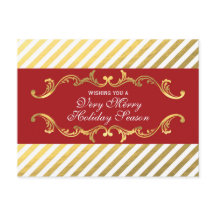 Rood & Goud Gestreept Elegant Sierlijke Briefkaart