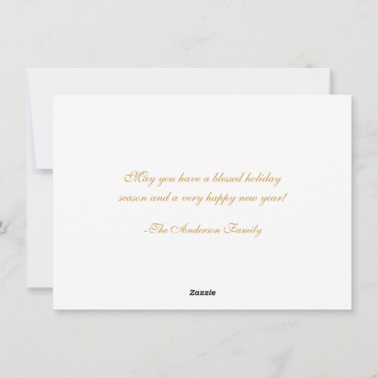 Rood & Goud Gestreepte Kerstmis Vakantie Kaart (Achterkant)