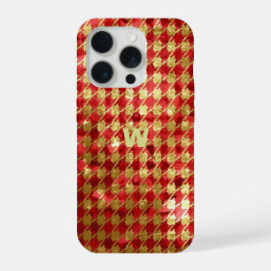 Rood & Goud Gingham iPhone 15 Pro Case