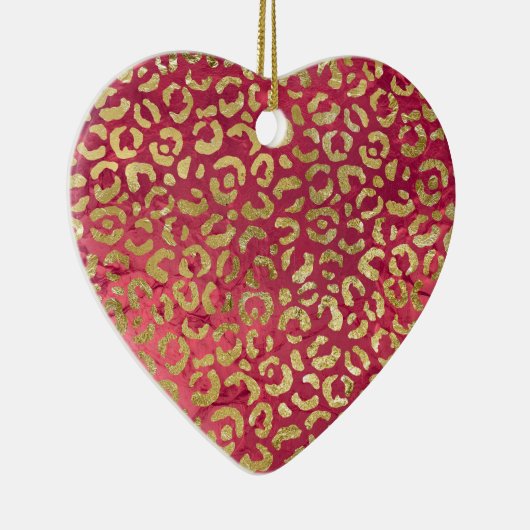 Rood Goud Glam Leopard Keramisch Ornament (Rechts)