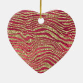 Rood Goud Glam Leopard Keramisch Ornament (Achterkant)