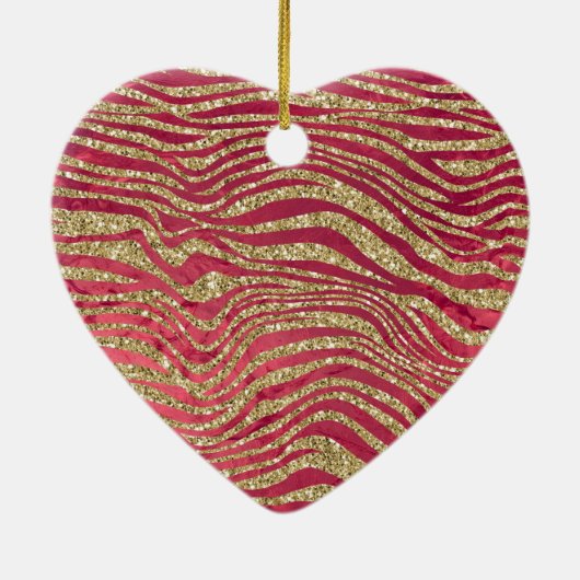 Rood Goud Glam Leopard Keramisch Ornament (Achterkant)