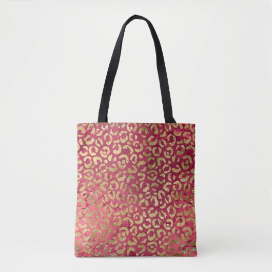 Rood Goud Glam Leopard Tote Bag (Voorkant)
