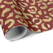 Rood Goud Glam Luipaard Print Cadeaupapier (Rol Hoek)
