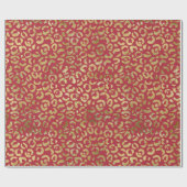 Rood Goud Glam Luipaard Print Cadeaupapier (Vlak)