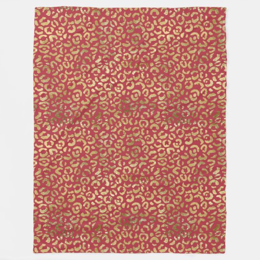 Rood Goud Glam Luipaard Print Fleece Deken (Voorkant)