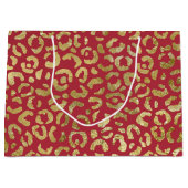 Rood Goud Glam Luipaard Print Groot Cadeauzakje (Voorkant)