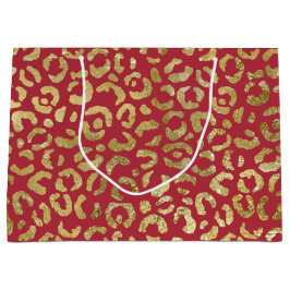 Rood Goud Glam Luipaard Print Groot Cadeauzakje