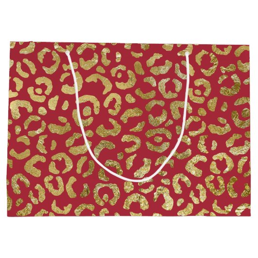 Rood Goud Glam Luipaard Print Groot Cadeauzakje (Achterkant)