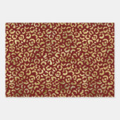 Rood Goud Glam Luipaard Print Inpakpapier Vel (Voorkant)