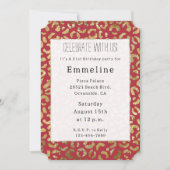 Rood Goud Glam Luipaard Print Kaart (Voorkant)