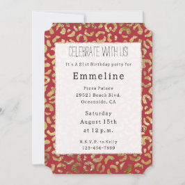 Rood Goud Glam Luipaard Print Kaart