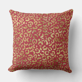 Rood Goud Glam Luipaard Print Kussen