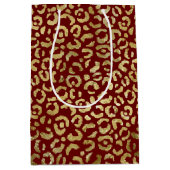 Rood Goud Glam Luipaard Print Medium Cadeauzakje (Voorkant)