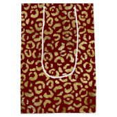 Rood Goud Glam Luipaard Print Medium Cadeauzakje (Achterkant)