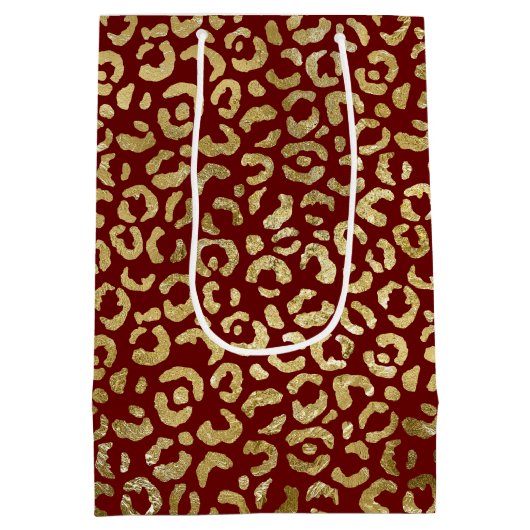 Rood Goud Glam Luipaard Print Medium Cadeauzakje (Achterkant)