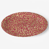Rood Goud Glam Luipaard Print Papieren Bordje (Gekanteld)