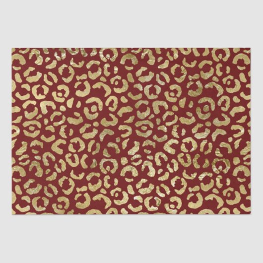 Rood Goud Glam Luipaard Print Tissuepapier (Voorkant)