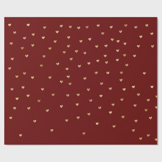 Rood Goud Glitter Glam Harten Cadeaupapier (Vlak)