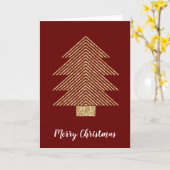 Rood Goud Glitter Glitzy Kerstboom Kaart (Gele Bloem)