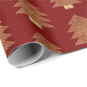 Rood Goud Glitter Kerstbomen Cadeaupapier (Rol Hoek)