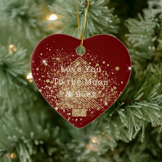 Rood Goud Glitter Kerstboom Liefde Keramisch Ornament (Boom)