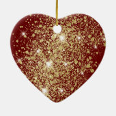 Rood Goud Glitter Kerstboom Liefde Keramisch Ornament (Achterkant)