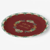 Rood Goud Glitter Kerstmis Vrolijk Alles Holly Papieren Bordje (Gekanteld)