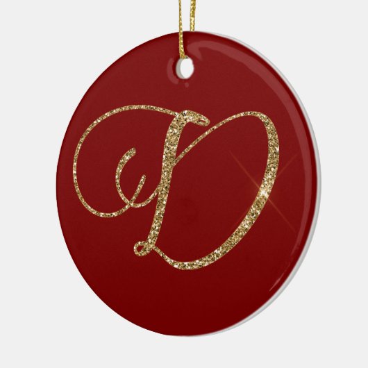 Rood Goud Glitter Letter D Keramisch Ornament (Links)