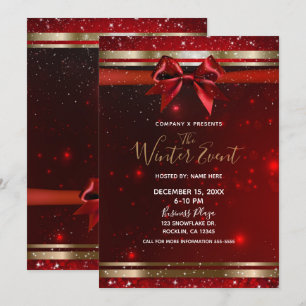 Rood & Goud Glitter Mode Strik Elke Feestelijke Ge Kaart