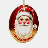 Rood Goud Glitter Retro Kerstman Kerstmis Keramisch Ornament (Rechts)