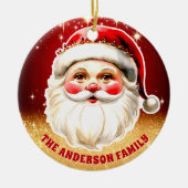 Rood Goud Glitter Retro Kerstman Kerstmis Keramisch Ornament (Voorkant)