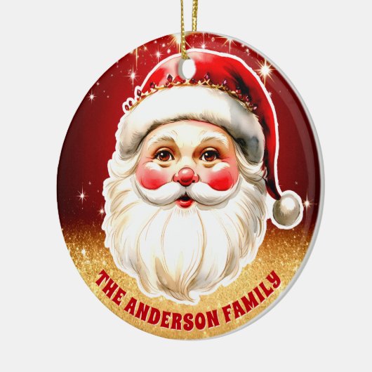 Rood Goud Glitter Retro Kerstman Kerstmis Keramisch Ornament (Links)