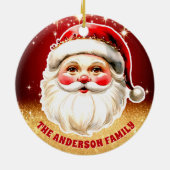 Rood Goud Glitter Retro Kerstman Kerstmis Keramisch Ornament (Achterkant)