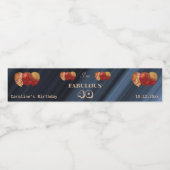 Rood Goud & Glitter Rode Ballonnen Fabulous 40th Waterfles Etiket (Enkel label)