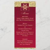 Rood, Goud Glitter Sneeuwvlokken Bruiloft Menu Kaa (Achterkant)