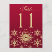 Rood, Goud Glitter Sneeuwvlokken Tafelnummer Kaart (Voorkant)
