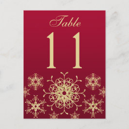 Rood, Goud Glitter Sneeuwvlokken Tafelnummer Kaart