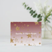 Rood Goud Glitter Sterren Kerstmis Briefkaart (Staand voorkant)