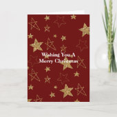 Rood Goud Glitter Sterren Kerstmis Kaart (Voorkant)