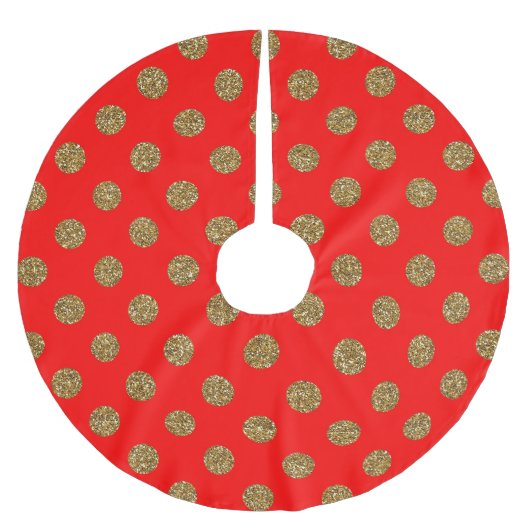  Rood Goud Glitter Stippen Pattern Christmas Kerstboom Rok (Voorkant)