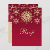 Rood, Goud Glitter UITZICHT Sneeuwvlokken RSVP Kaa (Voorkant / Achterkant)