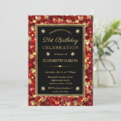 Rood & Goud Glitter Valentijn Harten 21e Verjaarda Kaart (Staand voorkant)